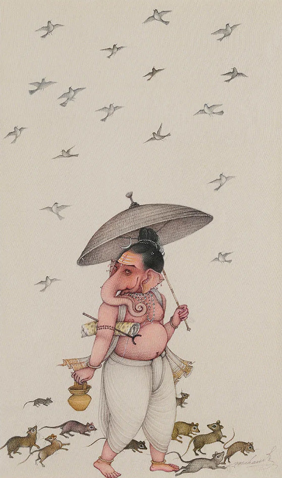 Brahmachari Ganesha: Bikaner Art Print by Mahaveer Swami Thumbnail
