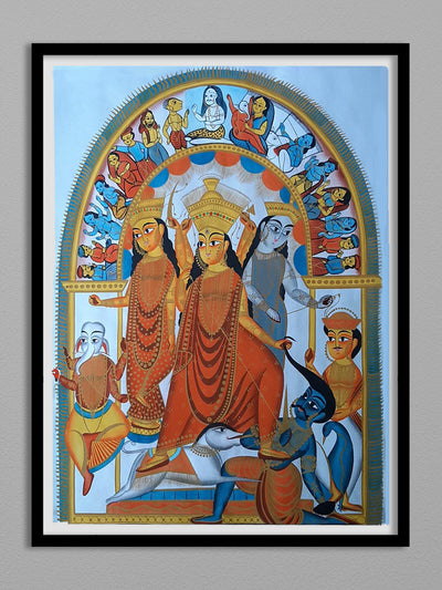 Maa Kali Depiction in Kalighat painting by Uttam Chitrakar for Sale
