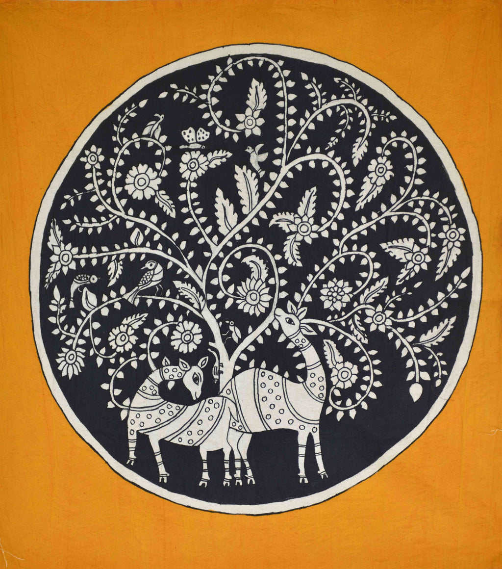 Buy Deers under a tree in Kalamkari by K. Lakshminarayan