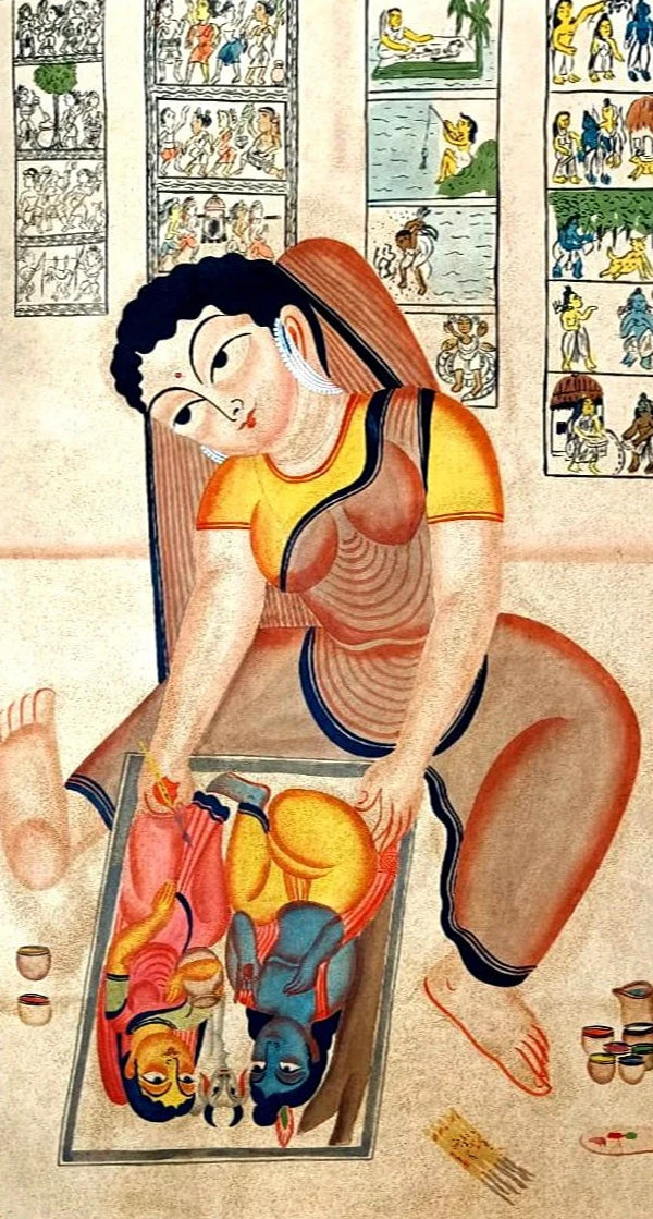 Devotion in Painting Kalighat Painting by Bapi Chitrakar Thumbnail