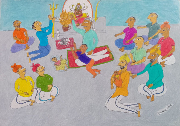 Durga Devi in Jogi Art by Govind Bhai Bharthri Thumbnail