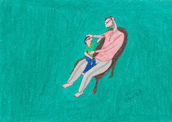 Father and kid in Jogi Art by Govind Bhai Bharthri Thumbnail