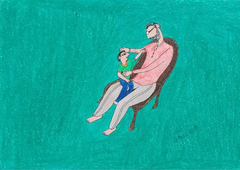 Buy Father and kid in Jogi Art by Govind Bhai Bharthri