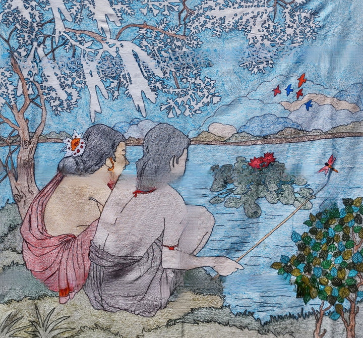 Fishing in Batik and Kantha by Kartik Manna Thumbnail