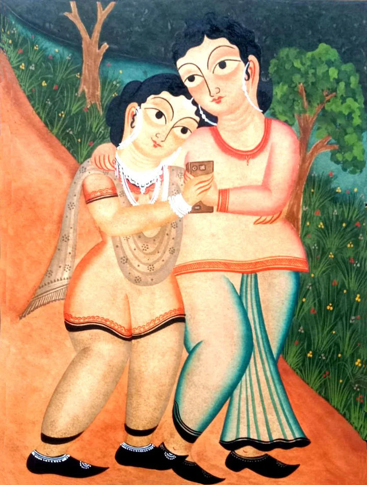 Garden of Memories in Kalighat Painting by Bapi Chitrakar Thumbnail