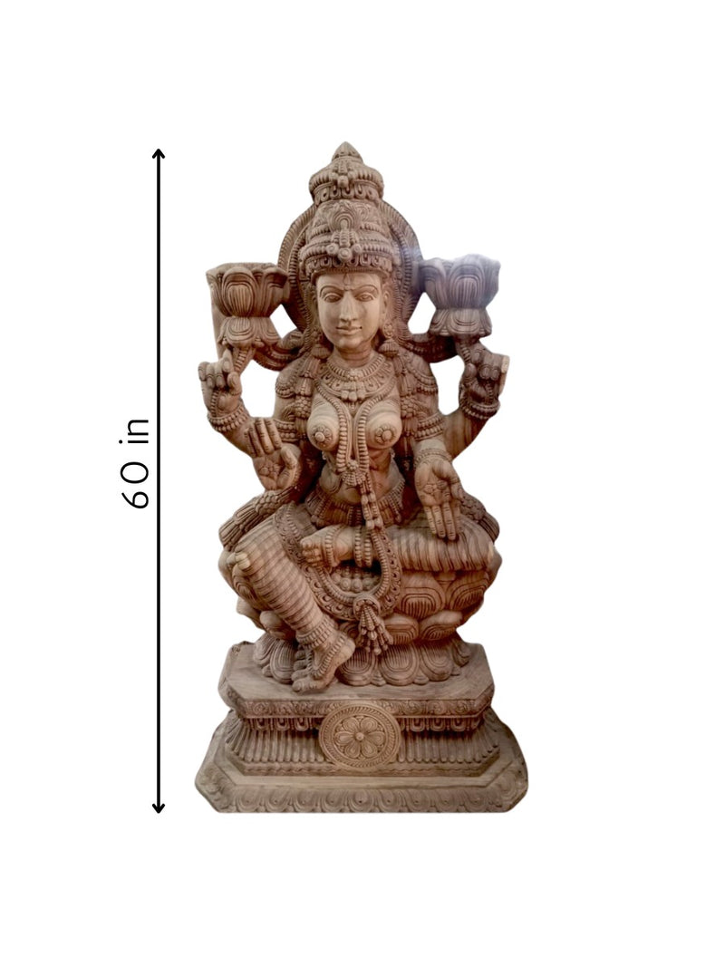 Goddess Lakshmi in Ganesha in Wood carving for sale