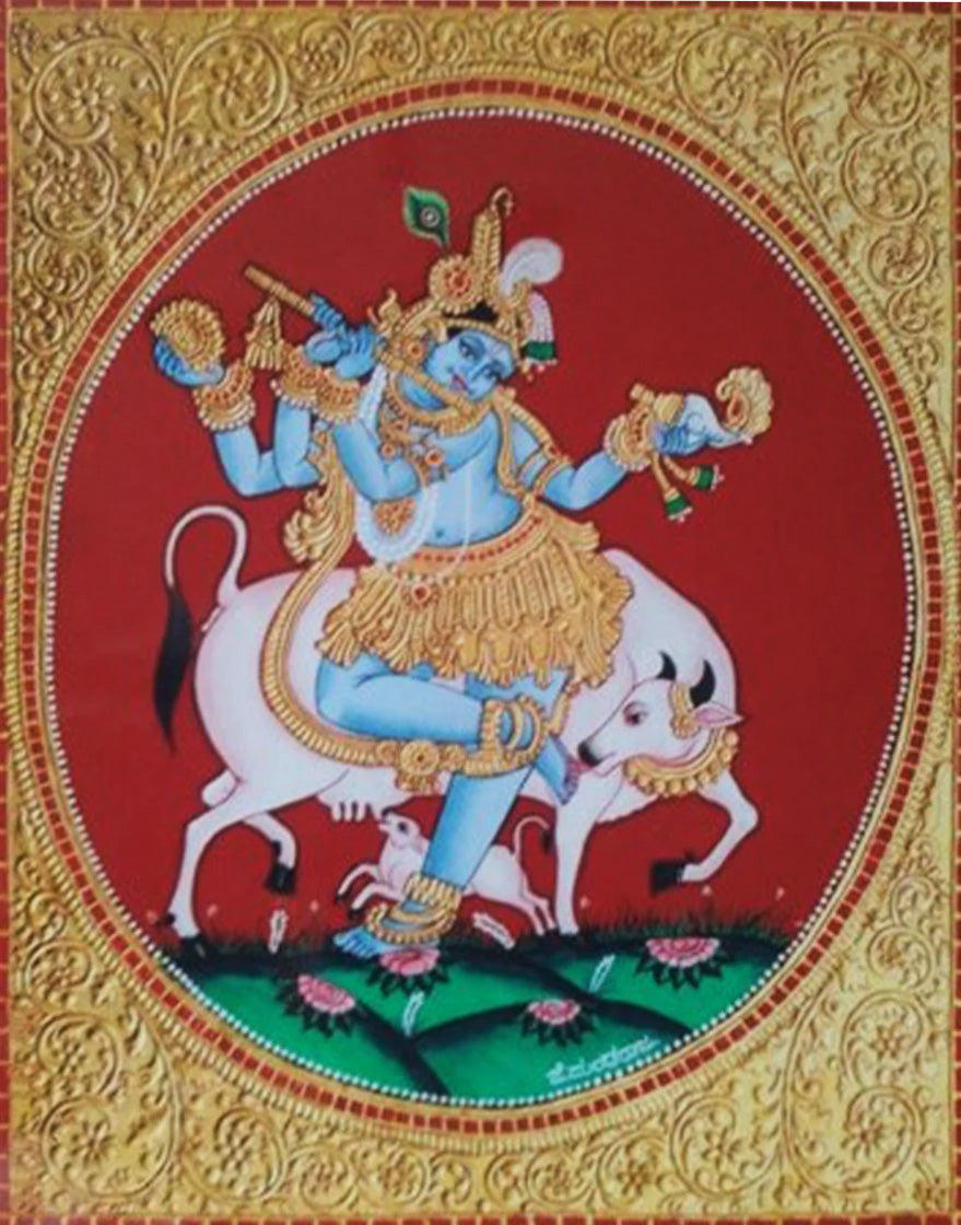 Buy Gopala's Golden Charm: Mysore Painting by Dr. J Dundaraja