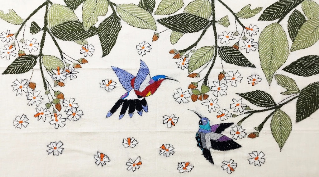 Buy Humming bird in Batik and Kantha by Kartik Manna