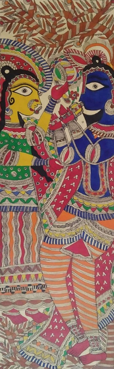 Krishna & Radha in Madhubani by Naina Creation Thumbnail