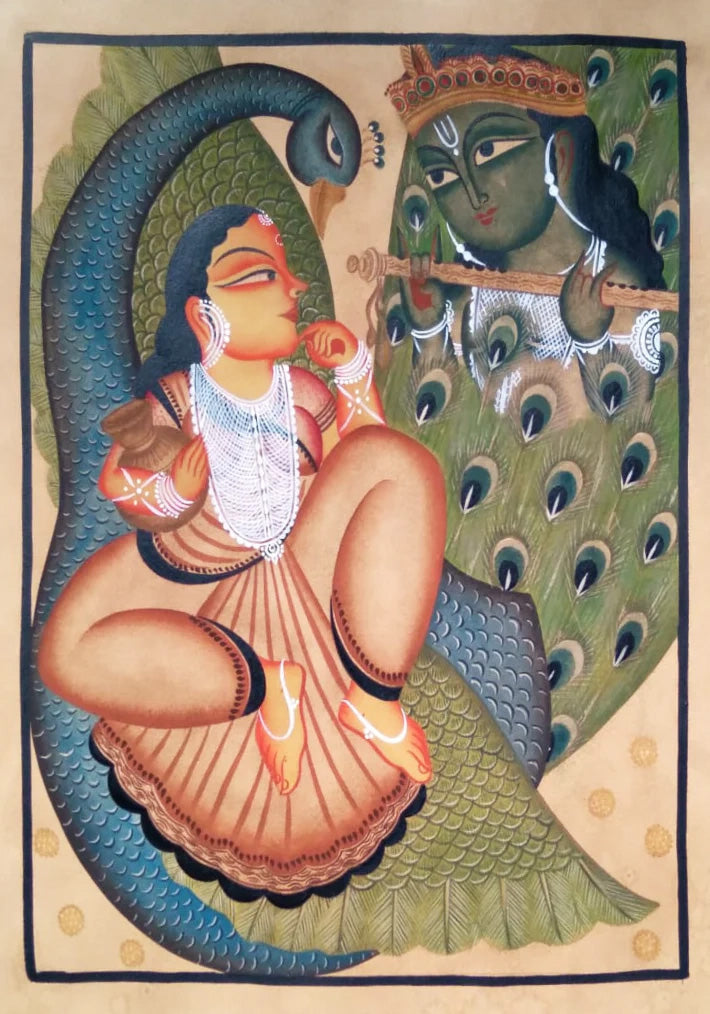 Krishna's Radiance:Kalighat Art by Bapi Chitrakar Thumbnail