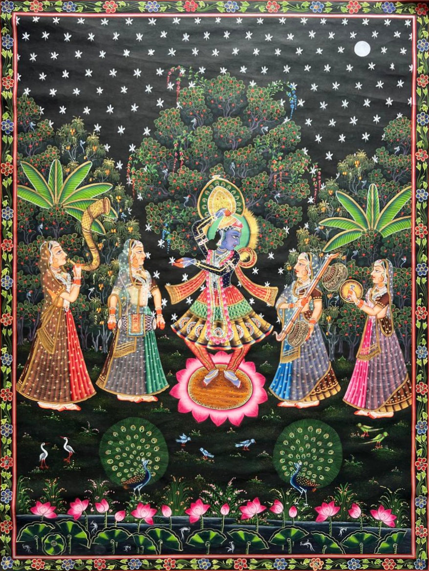 Buy Lord Krishna worshipped by Gopis in Pichwai by Naveen Soni