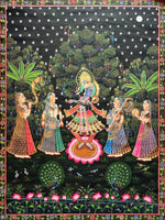Buy Lord Krishna worshipped by Gopis in Pichwai by Naveen Soni