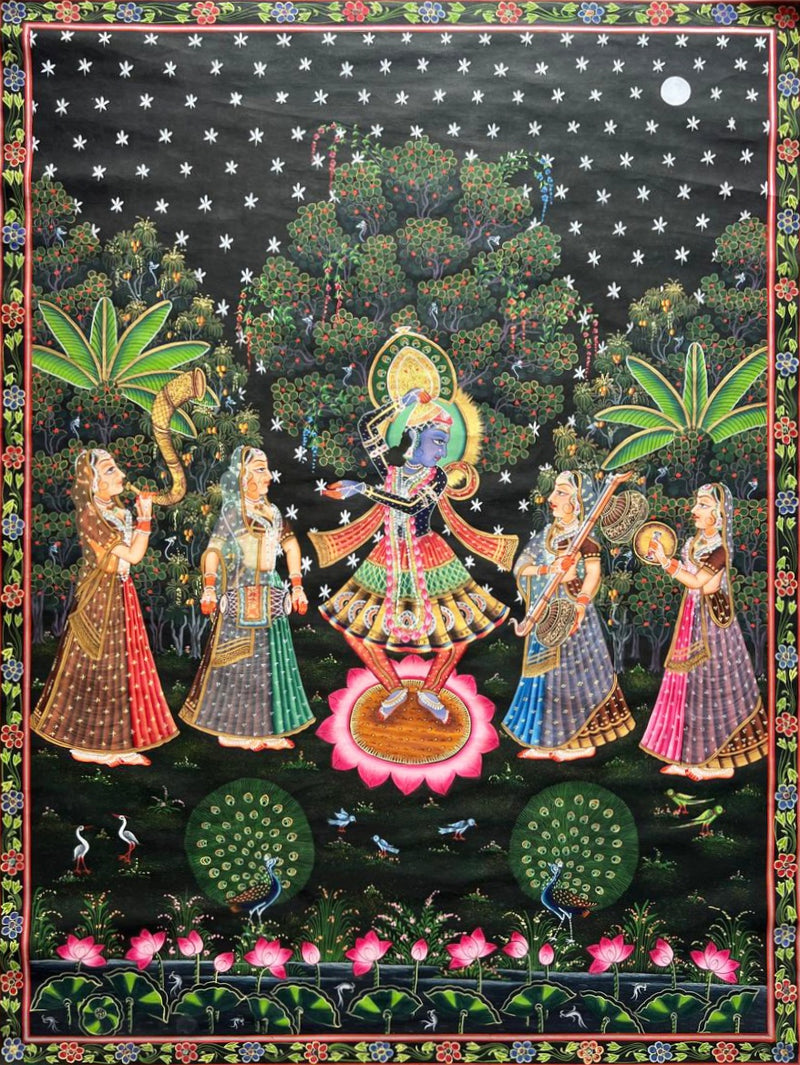 Buy Lord Krishna worshipped by Gopis in Pichwai by Naveen Soni