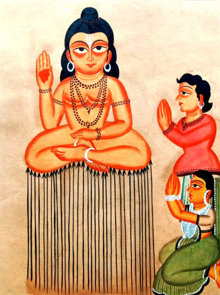 Lord Shiva's Guidance in Kalighat Painting by Bapi Chitrakar Thumbnail