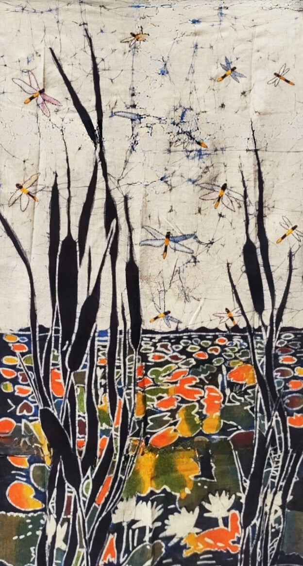 Buy Lotus Pond  in Batik and Kantha by Kartik Manna