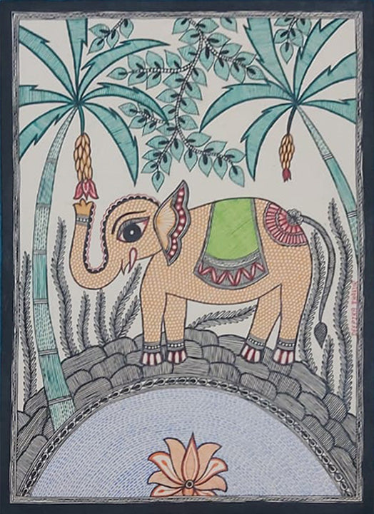 Majestic Elephant in Madhubani by Priti Karn Thumbnail