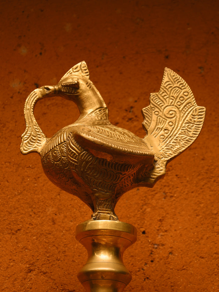 Mayil  Vilakku (peacock lamp) In Brass Work by Dinesh A Thumbnail