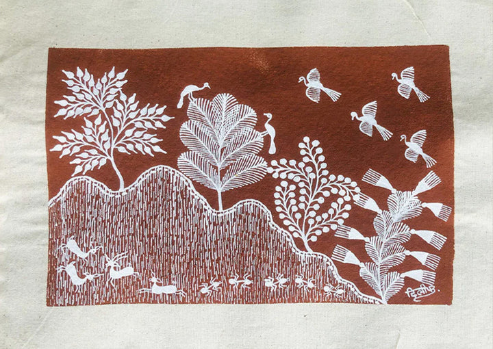 Mountainside, Warli Art by Dilip Bahotha Thumbnail