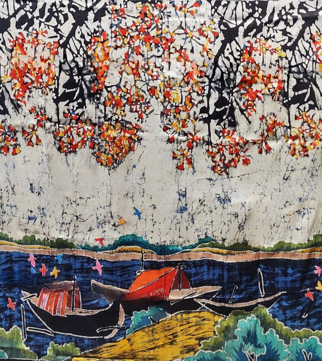 Buy Natural scene in Batik and Kantha by Kartik Manna