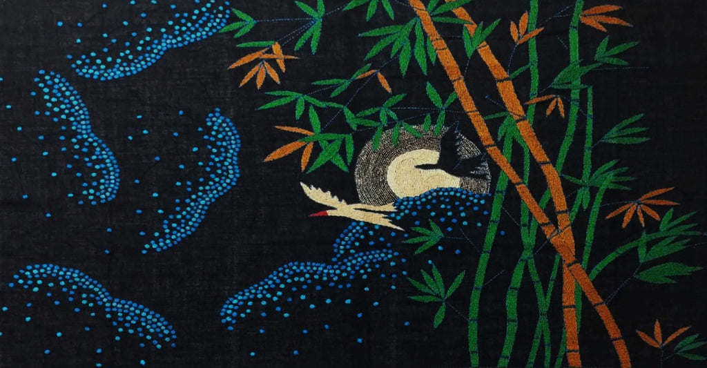 Buy Nature's tranquility Batik and Kantha by Kartik Manna