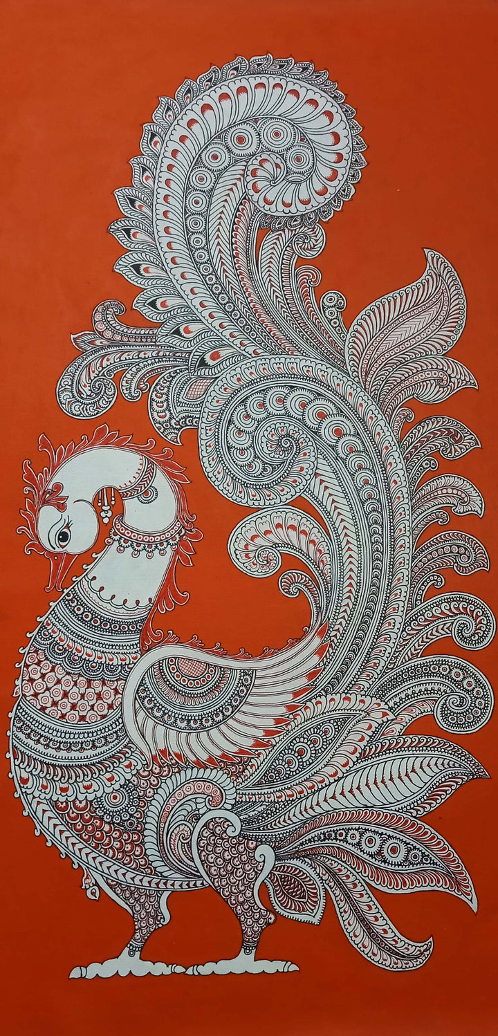 Peacock in Contemporary Kalamkari Inspired Art by Harinath N Thumbnail
