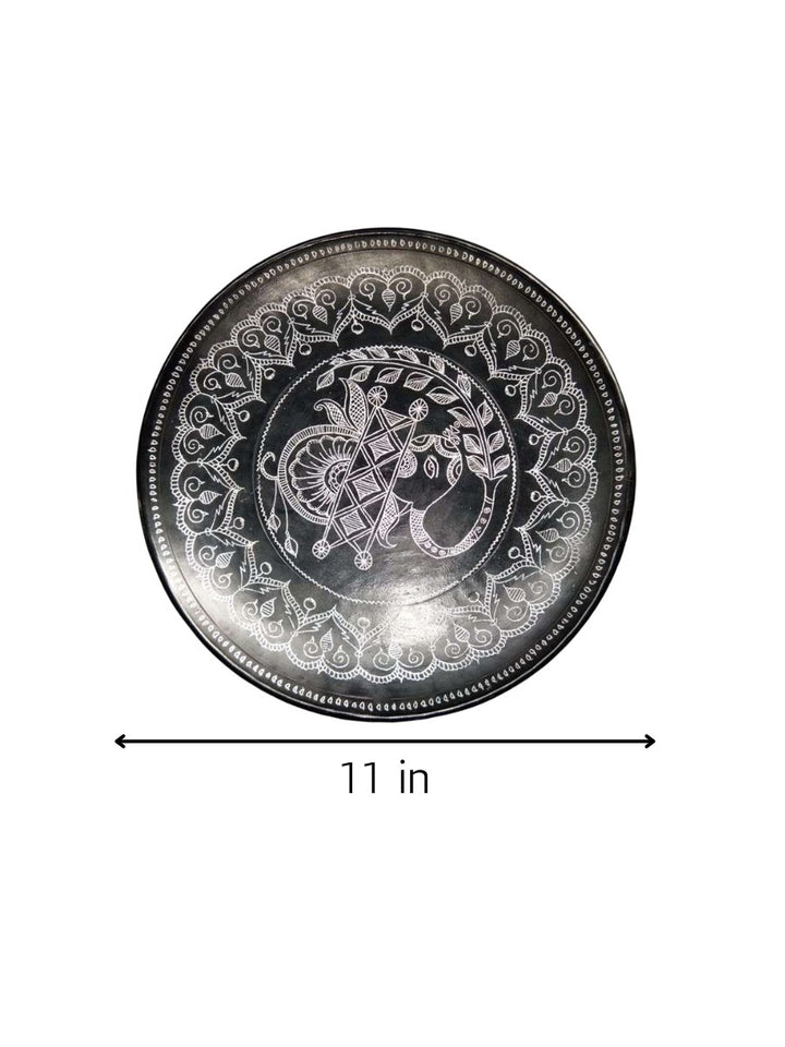 Plate in Black Pottery by Ramjatan Prajapati Thumbnail