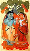 Buy Radha-Krishna's Sacred Love in Kalighat Painting by Bapi Chitrakar