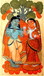 Buy Radha-Krishna's Sacred Love in Kalighat Painting by Bapi Chitrakar