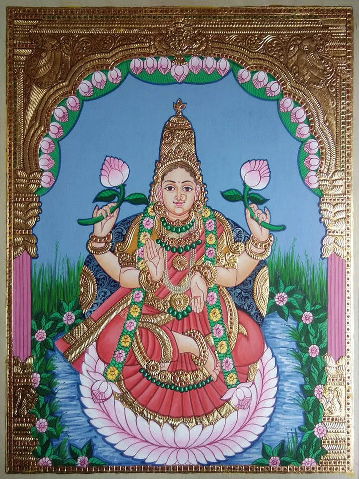 Radiance of Abundance: The Sacred Mysore Painting of Lakshmi by Dr. J Dundaraja Thumbnail