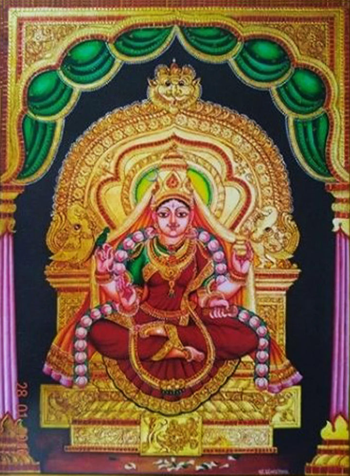 Radiance of Goddess Sringeri Sharada:Mysore Painting by Dr. J Dundaraja Thumbnail