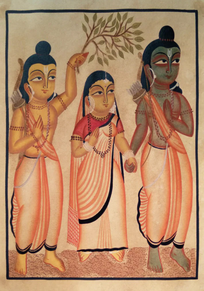 Buy Ram, Sita & Laxman's Sacred Presence: Kalighat Art by Bapi Chitrakar
