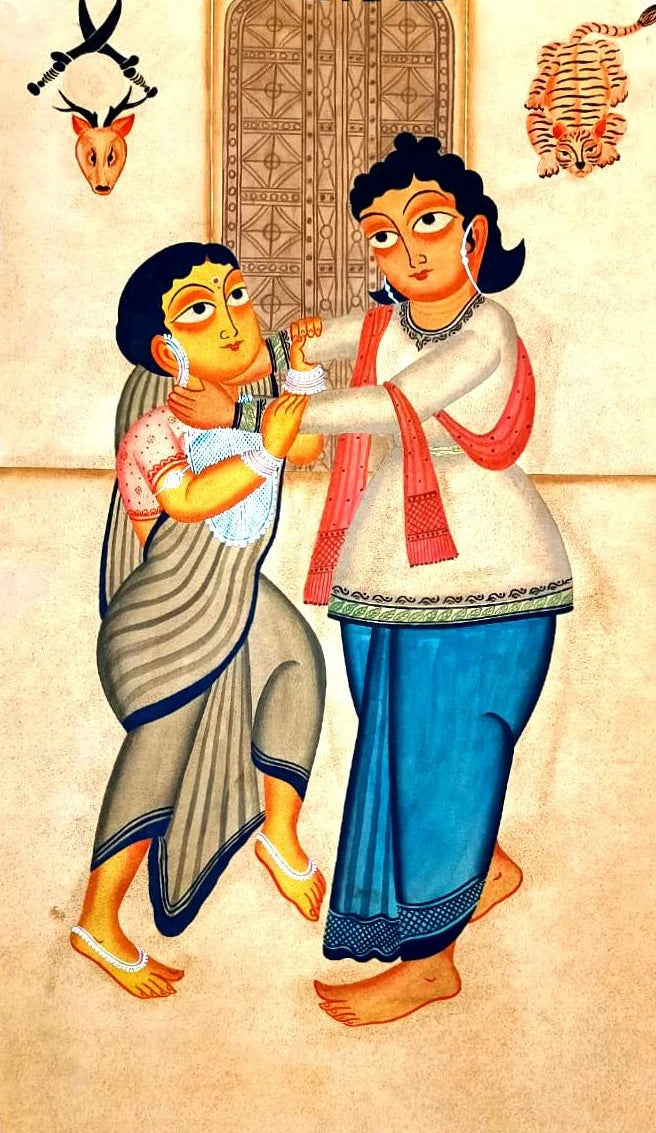 The intimate dispute in Kalighat Painting by Bapi Chitrakar Thumbnail