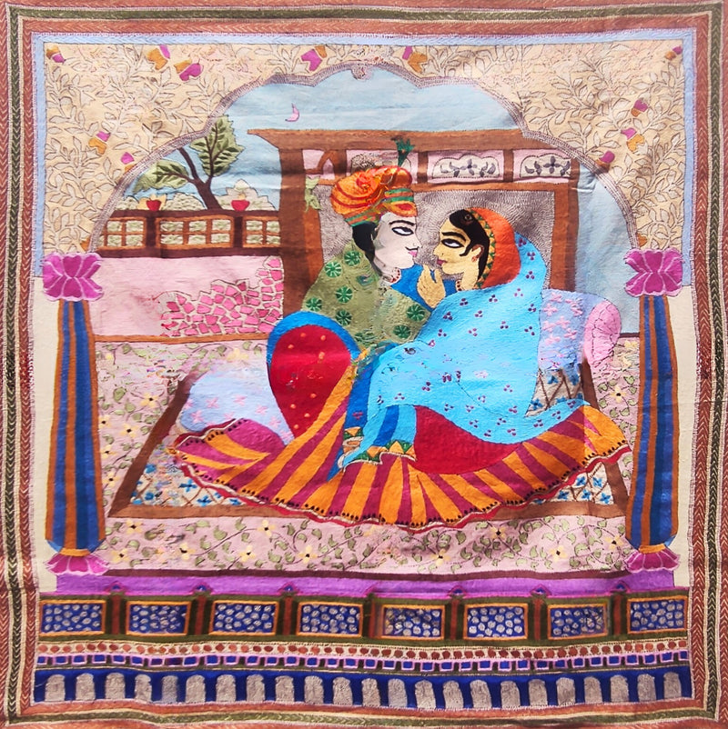 Buy Romantic Scene in Batik and Kantha by Kartik Manna