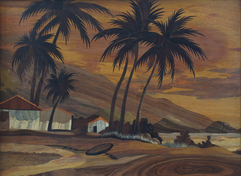 Buy Serene coastal landscape in Mysore Rosewood Inlay by Mohan Kumar