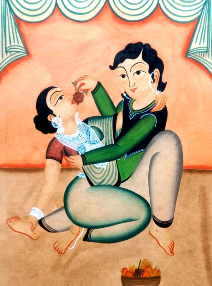 Tender Embrace in Kalighat Painting by Bapi Chitrakar Thumbnail