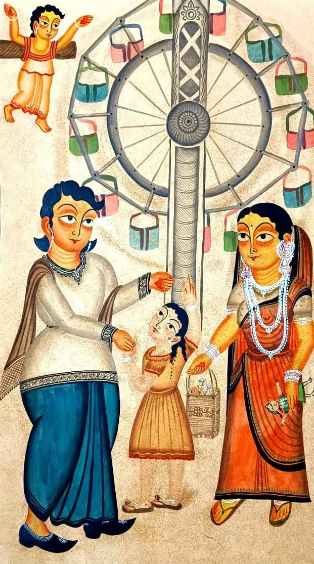 The Carnival Day in Kalighat Art by Bapi Chitrakar Thumbnail
