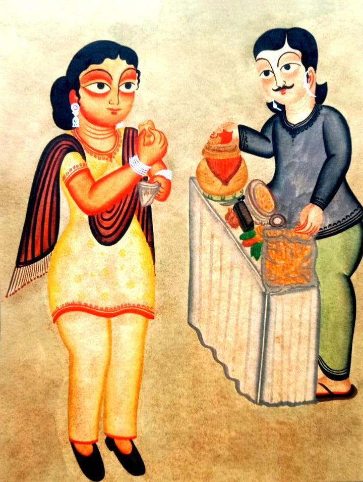 The Phuchkawala in Kalighat Art by Bapi Chitrakar Thumbnail
