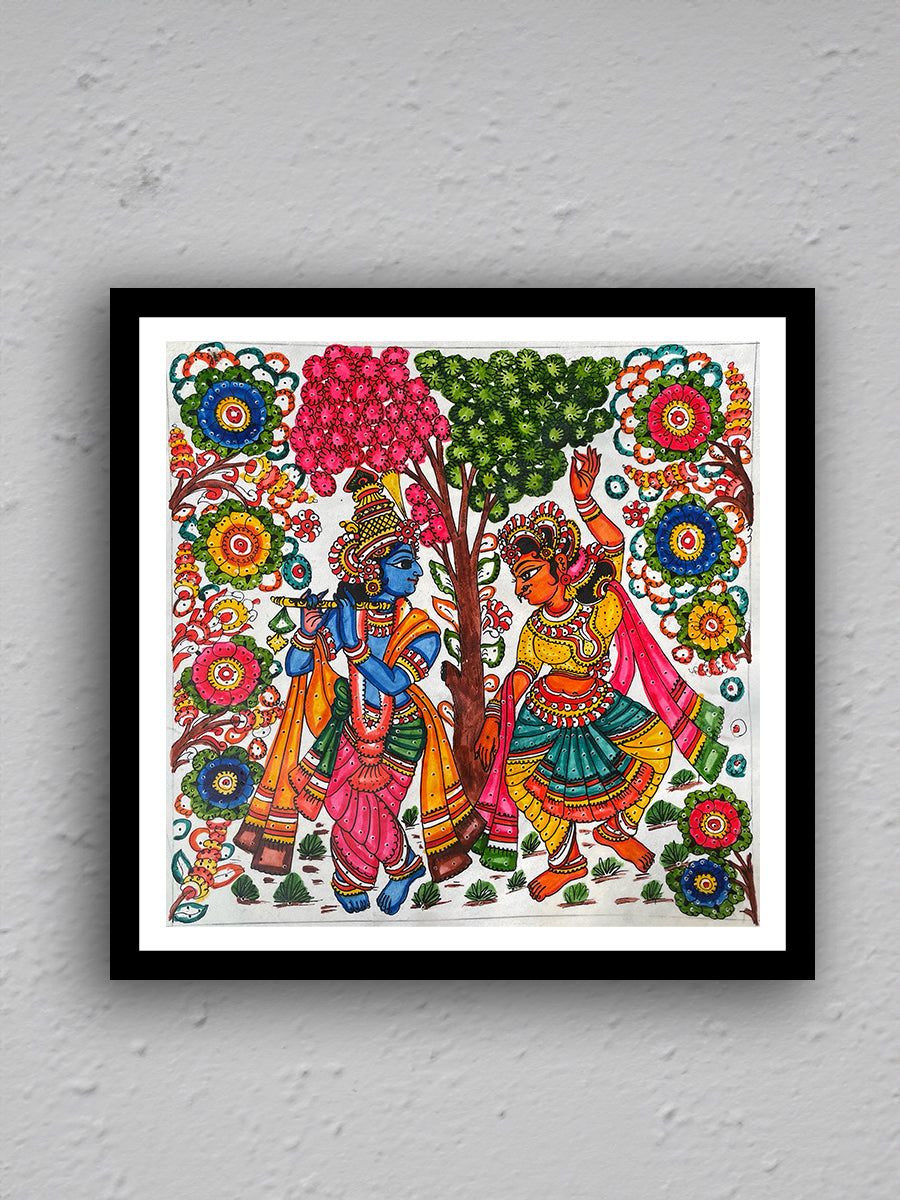 Buy Enchanting Radha Krishna Rasleela: A Floral Tholu Bommalata Masterpiece!