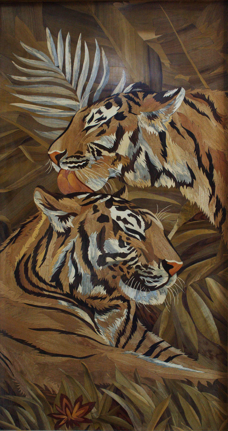 Buy Tigers in Mysore Wood Inlay by Mohan Kumar