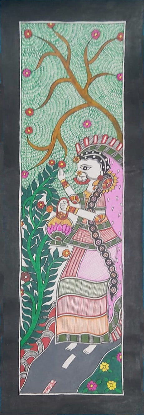 Woman In Garden in Madhubani by Priti Karn Thumbnail