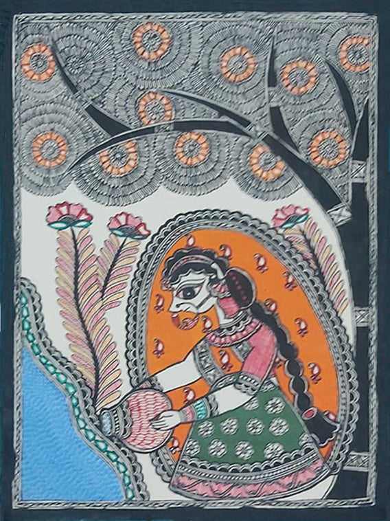 Women Filling Water Pot In Madhubani by Priti Karn Thumbnail