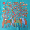 Deers and Birds in Gond by Braj Bhooshan Dhurwey 