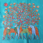 Deers and Birds in Gond by Braj Bhooshan Dhurwey 