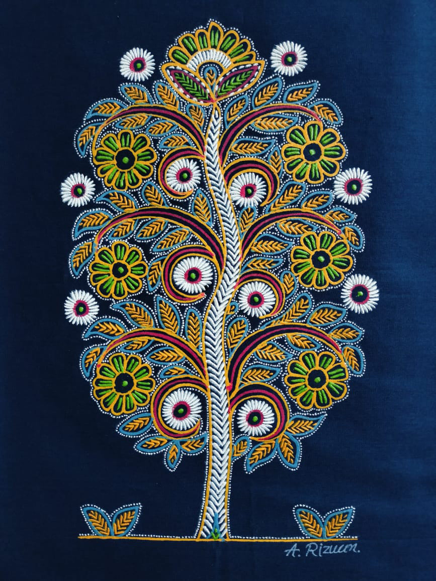 Artist Hanis Rogan Traditional Rogan Painting For Sale -Tree Art by Rizwan Khatri