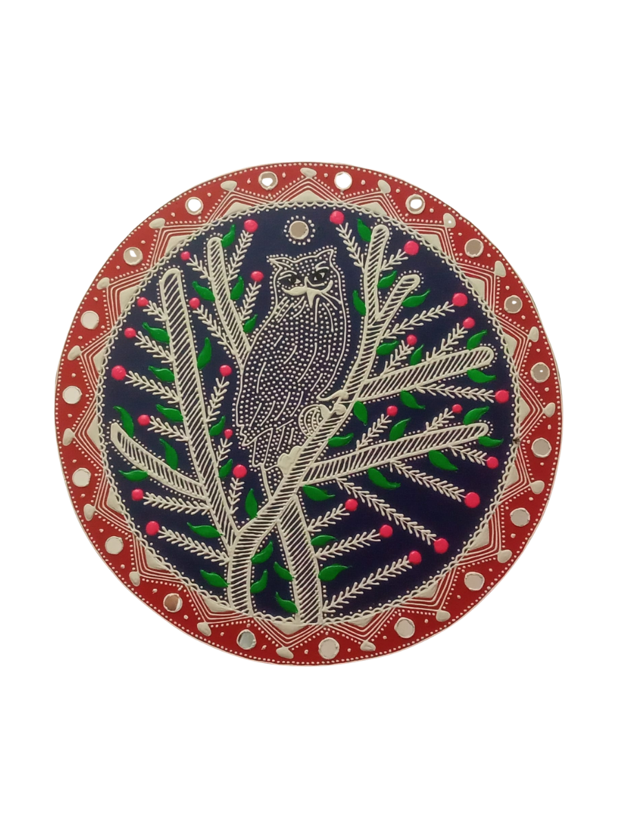 An Owl within the Branches in Mandana by Kaluram Meghvanshi Thumbnail