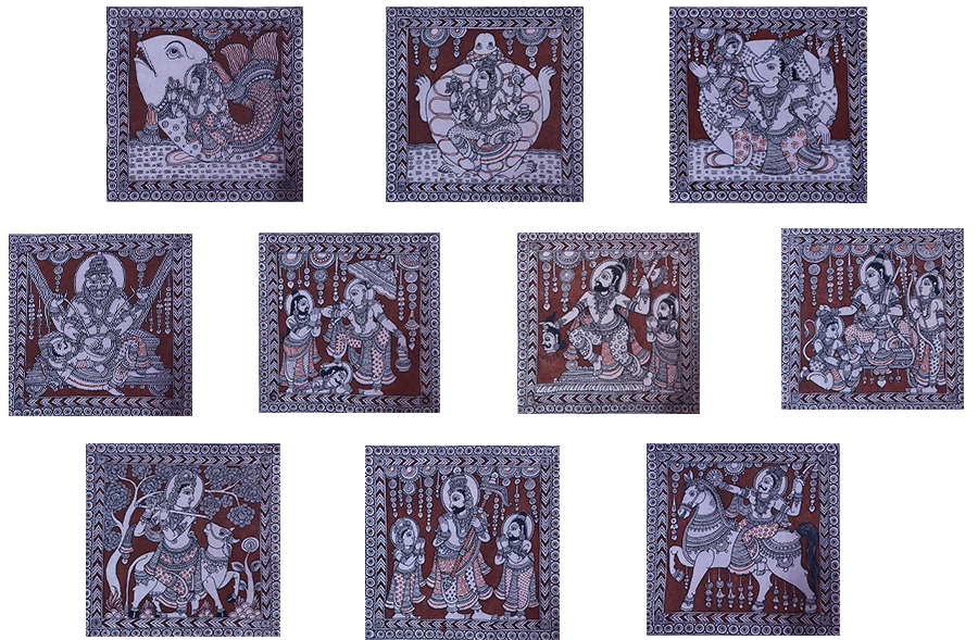Dashavatar: The Ten Avatars of Vishnu in Kalamkari by Harinath N. Thumbnail