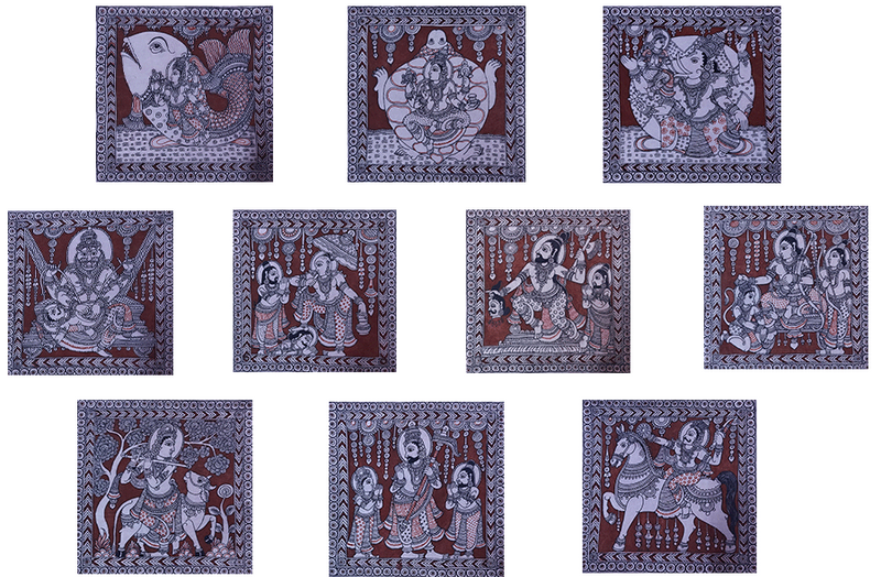 Shop Dashavatar: The Ten Avatars of Vishnu in Kalamkari by Harinath N.