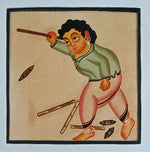 Traditional Play in Kalighat: A Boy with Gilli-Danda by Bapi Chitrakar