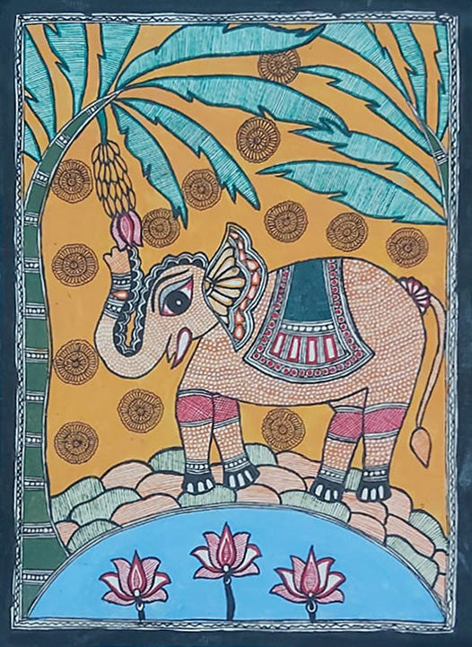 Majestic Elephant in Madhubani by Priti Karn Thumbnail