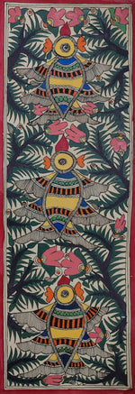 Buy 3 majestic birds in Madhubani by Ambika Devi
